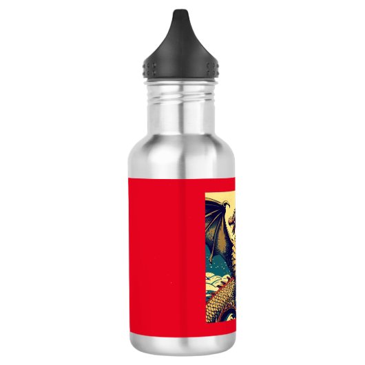 Fantasy Europese draak - houtsnede 1 Waterfles (Links)