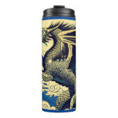 Fantasy Europese draak - houtsnede 3 Thermosbeker (Voorkant)