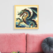 Fantasy Europese Draak - Houtsnede 4 Canvas Afdruk (Insitu (Woonkamer))