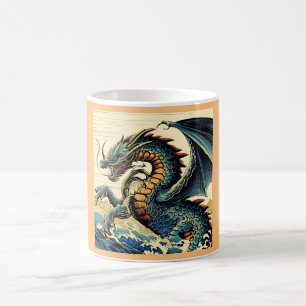 Fantasy Europese draak - houtsnede 4 Koffiemok