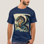 Fantasy Europese draak - houtsnede 4 T-shirt (Voorkant)