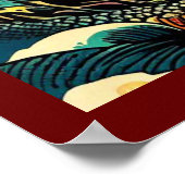 Fantasy Europese draak - Woodcut 2 Poster (Hoek)