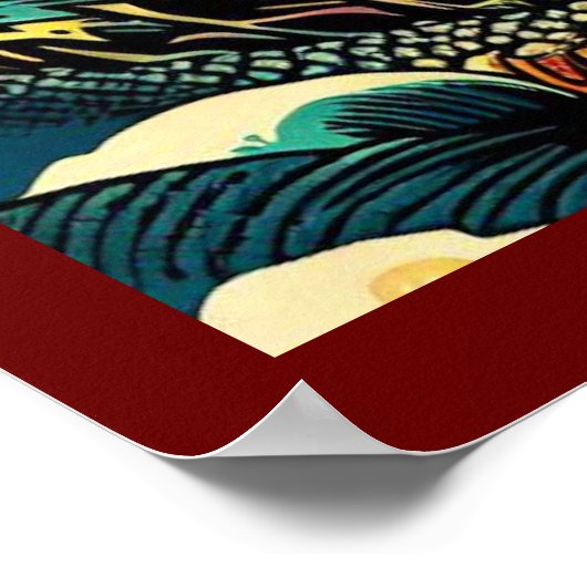 Fantasy Europese draak - Woodcut 2 Poster (Hoek)