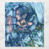 Fantasy Fairy Anime Girl Victoriaans blauw Wijn Etiket (Enkel label)