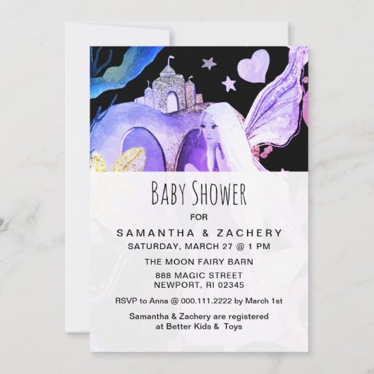 ** Fantasy Fairy Castle Baby shower Uitnodiging (Achterkant)