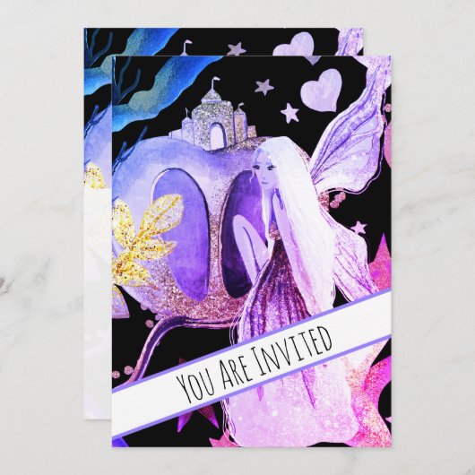 ** Fantasy Fairy Castle Baby shower Uitnodiging (Voorkant / Achterkant)