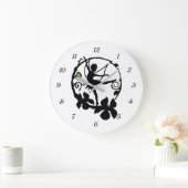 Fantasy Fairy Dansend Black White Silhouette Grote Klok (Huis)