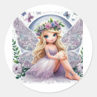 Fantasy Fairy: Een delicate fee met schitterende w Ronde Sticker
