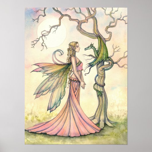 Fantasy Fairy en Dragon Art van Molly Harrison Poster (Voorkant)