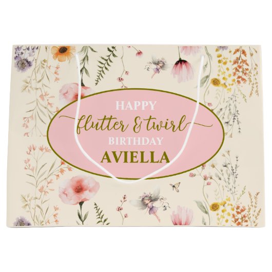 Fantasy Fairy Flutter and Twirl Wildflower Groot Cadeauzakje (Voorkant)