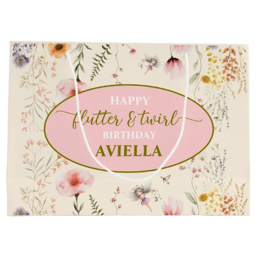 Fantasy Fairy Flutter and Twirl Wildflower Groot Cadeauzakje (Achterkant)