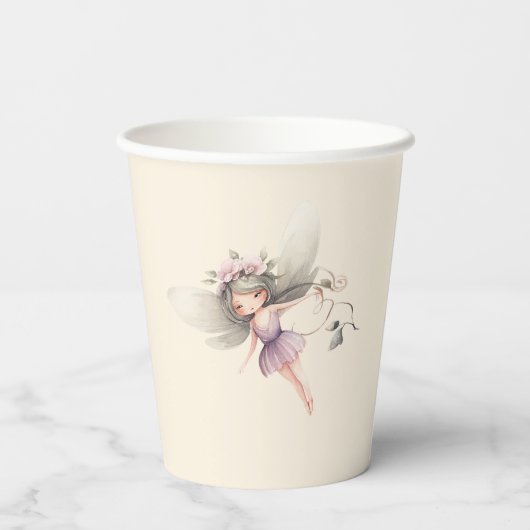 Fantasy Fairy Flutter en Twirl Wildflower Papieren Bekers (Achterkant)