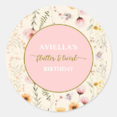Fantasy Fairy Flutter en Twirl Wildflower Ronde Sticker (Voorkant)