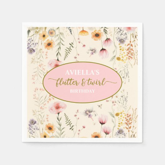 Fantasy Fairy Flutter en Twirl Wildflower Servet (Voorkant)