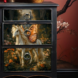 Fantasy Fairy Horse met Oranje vlindervleugels Tissuepapier