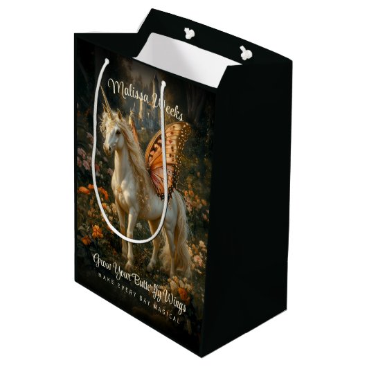 Fantasy Fairy Horse Sinaasappel Vlindervleugels Medium Cadeauzakje (Achterkant Gekanteld)