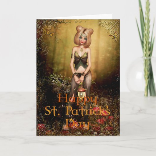 Fantasy Fairy in de Bossen St. Patrick's Day Kaart (Voorkant)