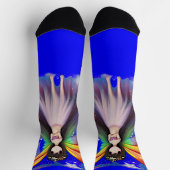  Fantasy Fairy met roze vleugels op blauw Sokken (Top)