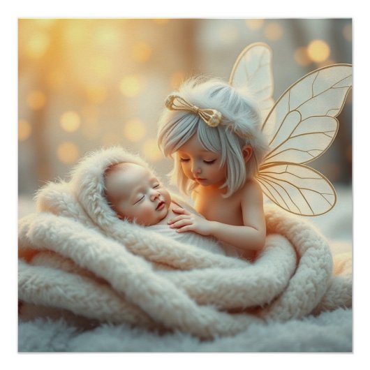 Fantasy Fairy Moeder en Baby Kunst Perfect Poster (Voorkant)