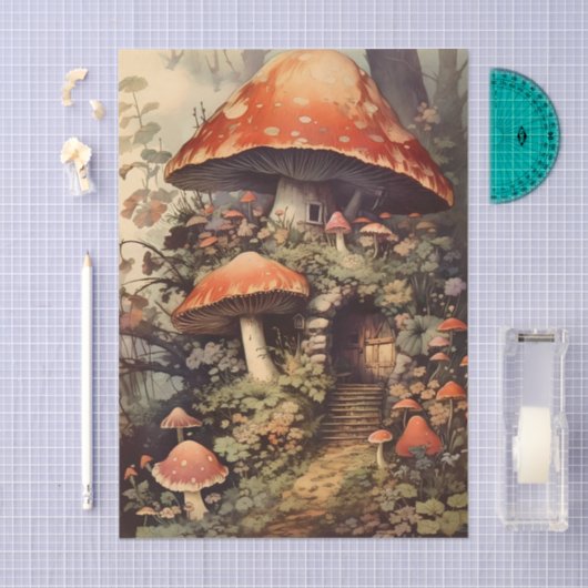 Fantasy Fairy Mushroom Home in the Forest Tissuepapier (Craft)