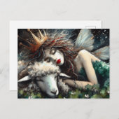 Fantasy Fairy Queen en haar schapen Briefkaart (Voorkant / Achterkant)