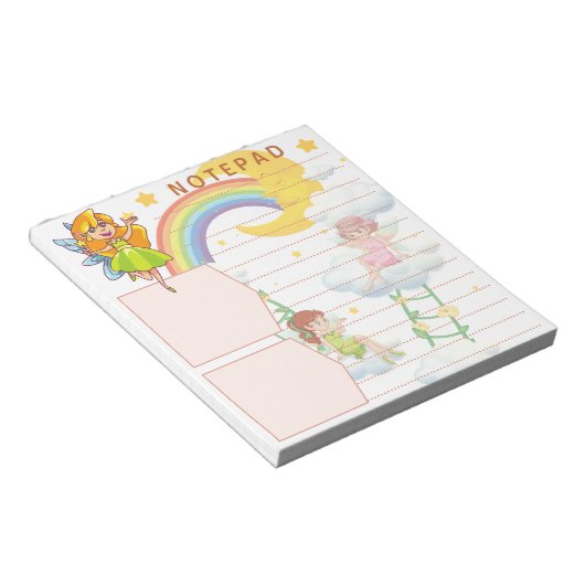 Fantasy Fairy Rainbow Moon Stars Cloud Theme Notitieblok (Schuin)