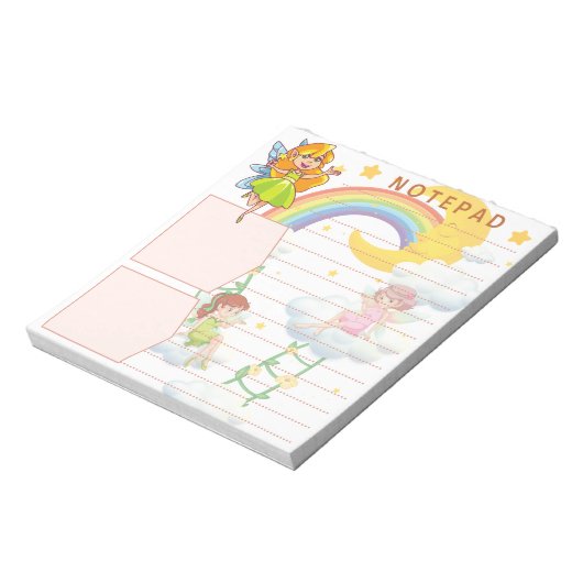 Fantasy Fairy Rainbow Moon Stars Cloud Theme Notitieblok (Linkerzijde)