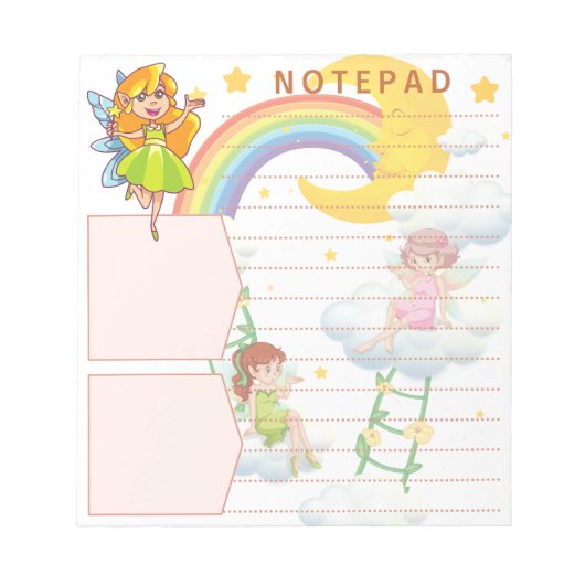 Fantasy Fairy Rainbow Moon Stars Cloud Theme Notitieblok (Voorkant)