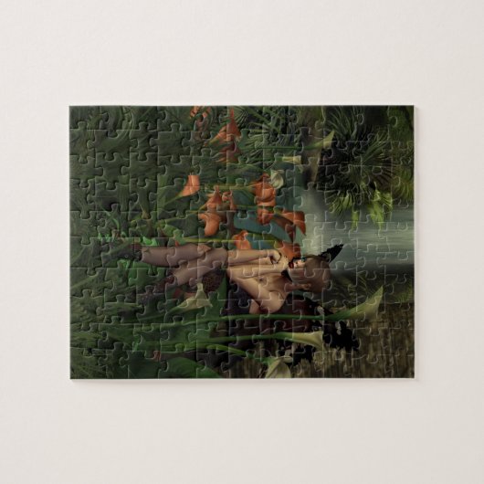 Fantasy Fairy Sat by a Waterfall, Jigzaag Puzzle Legpuzzel (Horizontaal)
