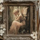 Fantasy Fairy Sitting on a Wooden Log Decoupage Tissuepapier