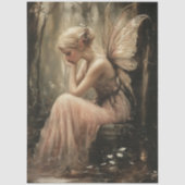 Fantasy Fairy Sitting on a Wooden Log Decoupage Tissuepapier (Voorkant)