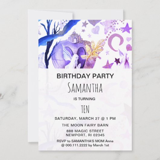 *~* Fantasy Fairy Sky Moon BIRTHDAY Kaart (Achterkant)