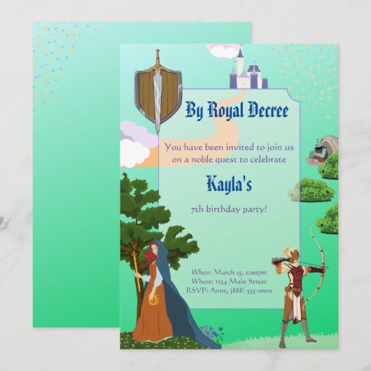 Fantasy Fairy Tale Birthday Uitnodiging (Voorkant / Achterkant)