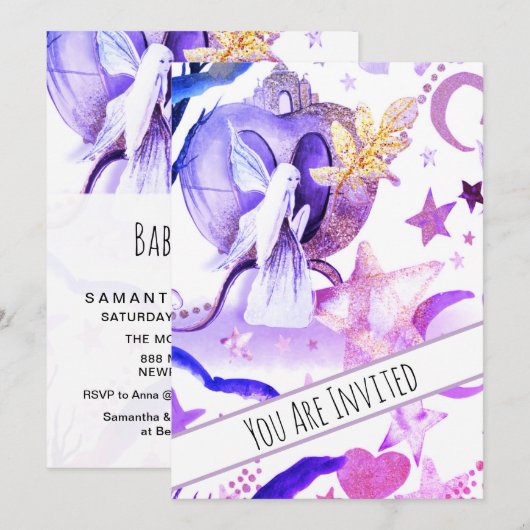 *~* Fantasy Fairy Tale Sky Baby shower Invitation Kaart (Voorkant / Achterkant)