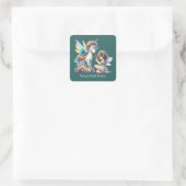 Fantasy Fairy unicorn tekst toevoegen Vierkante Sticker (Tas)