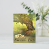 Fantasy Fairy-verhaal Save the Date Tree Face Swan Aankondigingskaart (Staand voorkant)