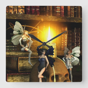 Fantasy Fairy Wall Clock Vierkante Klok