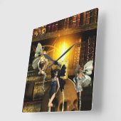 Fantasy Fairy Wall Clock Vierkante Klok (Hoek)