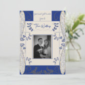 Fantasy Fairy Wedding Invitation in Blue en Gold Kaart (Staand voorkant)