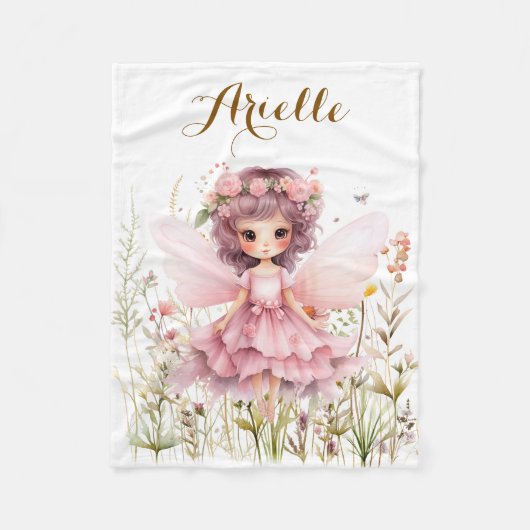 Fantasy Fairy wilde bloem pastel  Fleece Deken (Voorkant)