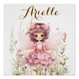 Fantasy Fairy wilde bloem pastel glanzend Perfect Poster