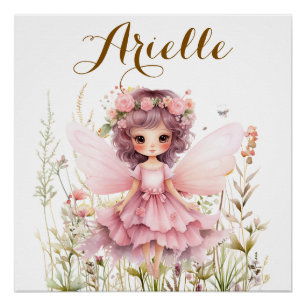 Fantasy Fairy wilde bloem pastel glanzend Perfect Poster