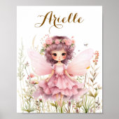 Fantasy Fairy wilde bloem pastel  Poster (Voorkant)