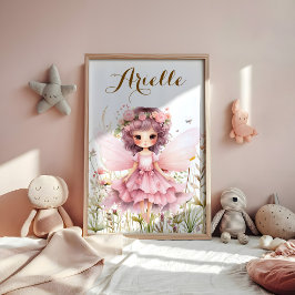 Fantasy Fairy wilde bloem pastel Poster