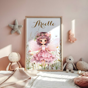 Fantasy Fairy wilde bloem pastel  Poster