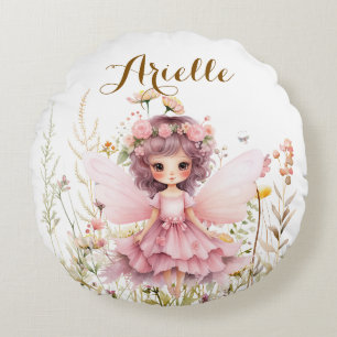 Fantasy Fairy wilde bloem pastel Rond Kussen