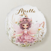 Fantasy Fairy wilde bloem pastel Rond Kussen (Achterkant)