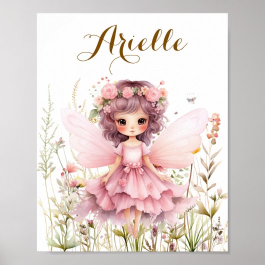 Fantasy Fairy wildflower pastel Poster (Voorkant)