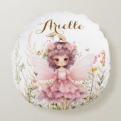 Fantasy Fairy wildflower pastel Rond Kussen (Voorkant)