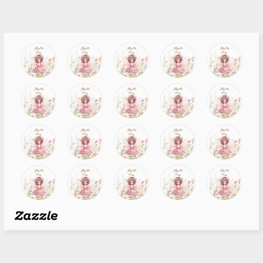 Fantasy Fairy wildflower pastel Ronde Sticker (Vel)